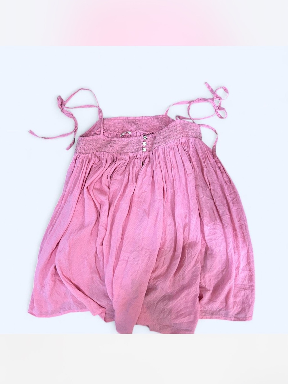 Free people Pink Smocked Tie-Strap Sundress